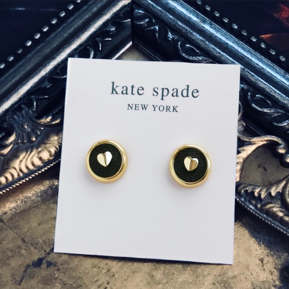 KATE SPADE • Black Heartful Gold Earrings - Picture 4 of 4